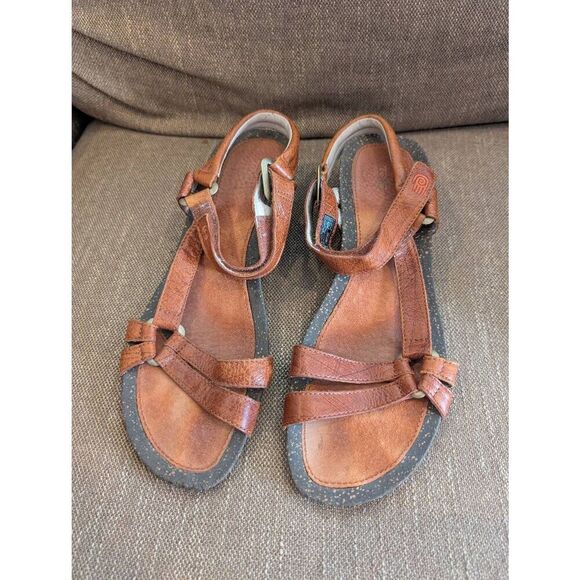 Teva Women's Brown Leather Ysidro Rugged Wedge Sandals Size 11 - Picture 1 of 8